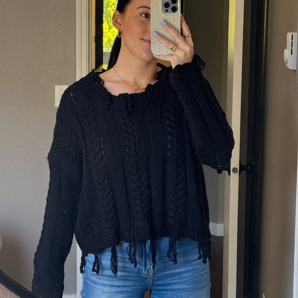 Black Cable Knit Sweater